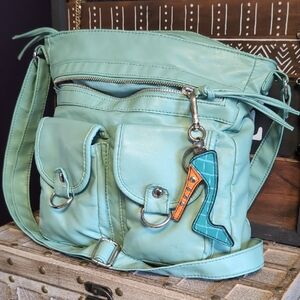 Bueno Mint Green Crossbody Bag with Shoe Charm